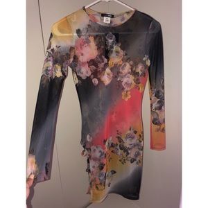 Colorful skies mesh mini dress